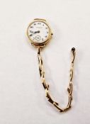 Lady's Martin & Co. Cheltenham 9ct gold wristwatch with subsidiary seconds dial, on 9ct gold