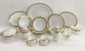 Royal Grafton 'Regal' pattern, part dinner service, gilt borders viz:- 12 dinner plates, 12 side