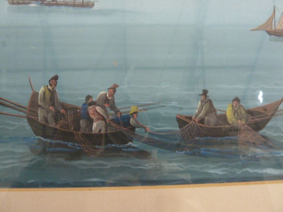 19th century Italian School Gouache Shipping scene of the Bay of Naples - with steam boat, fishing - Image 4 of 7