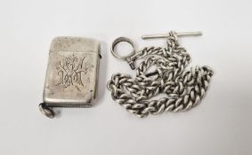 Silver albert, graduated curb-link pattern with bar and clip, 1.8ozt approx. and a Victorian