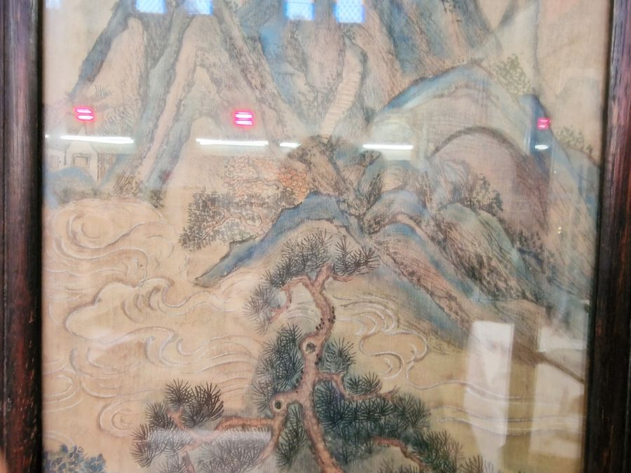 Chinese watercolour of mountainous landscape with pine trees and figures, 67cm x 24cm Condition - Image 16 of 21