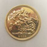 Gold sovereign 2003, brilliant uncirculated