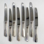 Set of eight late 20th century silver handled knives, Sheffield 1993, maker United Cutlers Ltd.