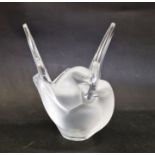 Lalique Sylvie art glass dove vase with etched mark to base, 21cm high (chipped to one side)