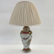 Chinese-style, probably Samson, porcelain inverse baluster vase table lamp in famille rose