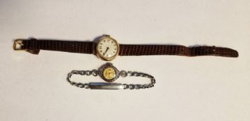 Lady’s Accurist silver and marcasite cocktail watch, button winding and the white metal bracelet and