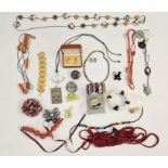 Quantity of designer costume jewellery including Norwegian yellow silver-gilt brooch, Val Hunt