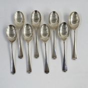 Set of eight late 20th century silver spoons, Sheffield 1993, maker United Cutlers Ltd., 16ozt.