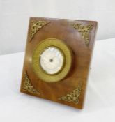 French Empire style gilt-metal and wood mounted desk barometer, aneroid with silvered dial (