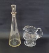 Holmegaard glass "Princess" decanter designed by Bent Severin of conical form with original stopper,
