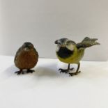 Austrian cold painted bronze models of a blue tit with opened wings, 4.4cm high (missing one claw on