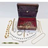 Quantity costume jewellery to include diamante in mother-of-pearl figured wood box