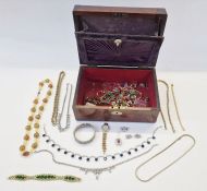 Quantity costume jewellery to include diamante in mother-of-pearl figured wood box