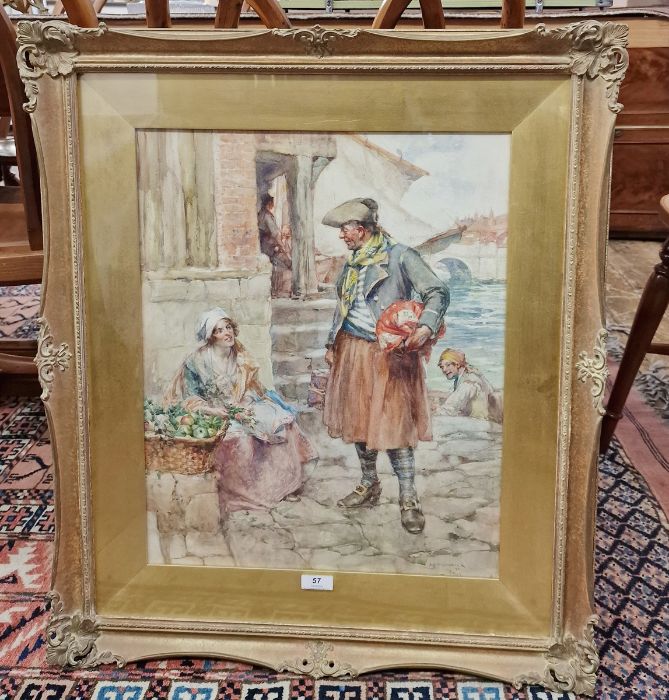 Arthur David McCormick (1860-1943)  Watercolour drawing  Continental quayside scene with sailor - Image 2 of 3