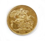 Victorian gold £2 coin 1887, good vf with some edge damage
