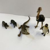 Austrian cold painted bronze models of various animals :- ostrich, 7.5cm high (some loss of paint