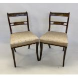 Set of six Regency brass inlaid rosewood dining chairs, each with top rail and pierced cross rail,