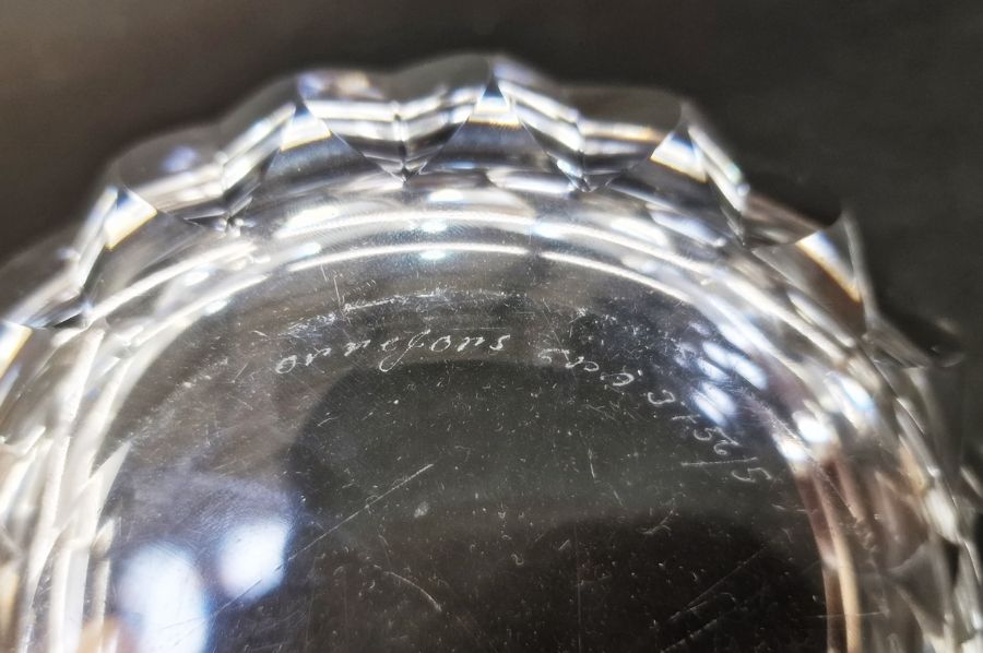 Orrefors circular clear cut glass bowl, designed by Sven Palmqvist, marked to base and numbered - Image 3 of 3