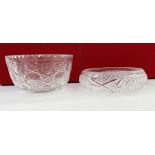 Large cut glass pudding bowl and another (slight chips along the rim) (2)