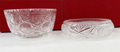 Large cut glass pudding bowl and another (slight chips along the rim) (2)