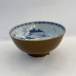 18th century Chinese Nanking Cargo porcelain bowl, mushroom glazed exterior and bearing Christie's