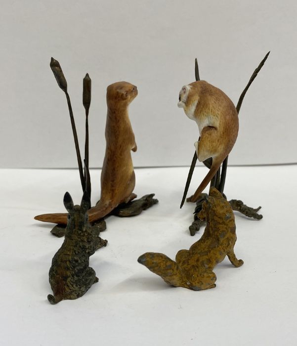 Albany porcelain and bronze model of a fieldmouse, 6.2cm high, a similar resin model of a stoat/ - Image 2 of 2