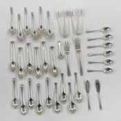A set of six late 19th century teaspoons, shell shaped with twist stems London 1898, 2.5ozt