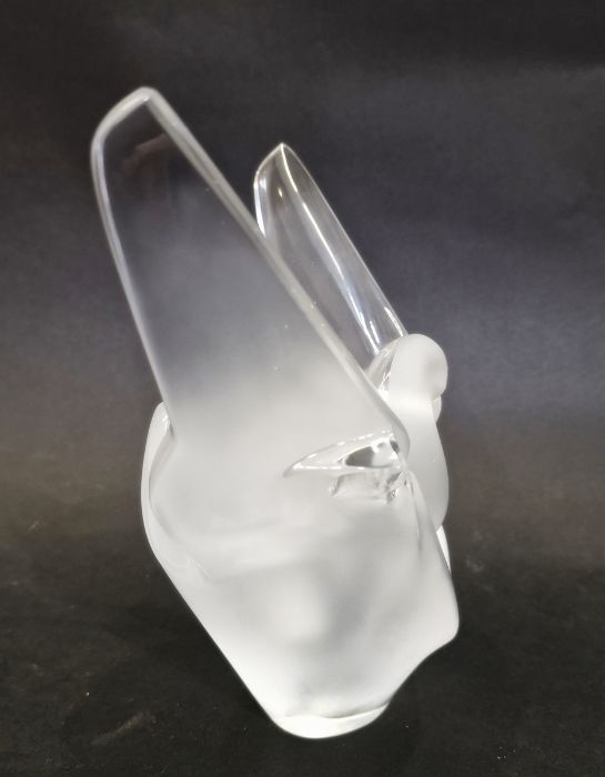 Lalique Sylvie art glass dove vase with etched mark to base, 21cm high (chipped to one side) - Image 4 of 6