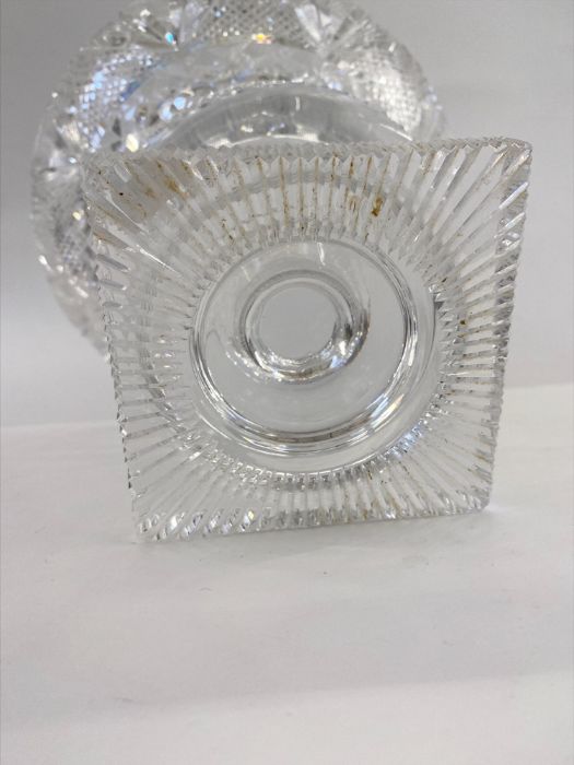 Georgian-style cut glass pedestal vase with serrated everted rim, leaf diamond cut with lower raised - Image 6 of 7