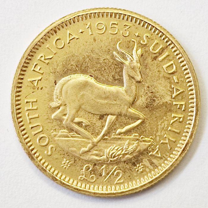 South African gold half-pound 1953, proof but impaired, only 4000 minted - Image 3 of 4