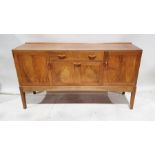 1969/70 Oliver Morel Cotswold School walnut sideboard having slight raised edge to the back, central