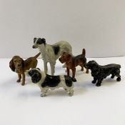 Austrian cold painted models of various dogs to include a borzoi, 6cm high (some loss to one ear), a