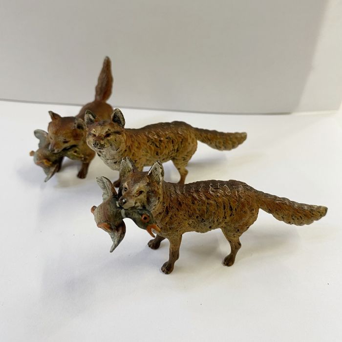 Austrian cold painted bronze models on animals to include a foxhound, 5cm, a fox, 4cm high, a fox - Image 2 of 4