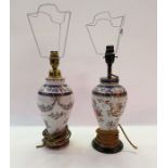 Two Samson porcelain vase table lamps in Chinese-style, each inverse baluster shape and in Chinese