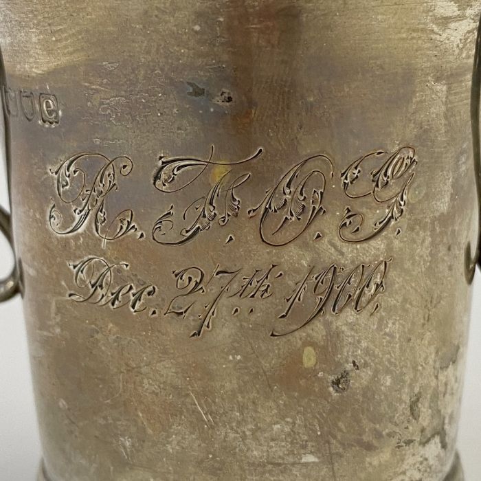 Early 20th century silver two-handled christening mug, initialled and dated December 27th 1900, - Image 2 of 4