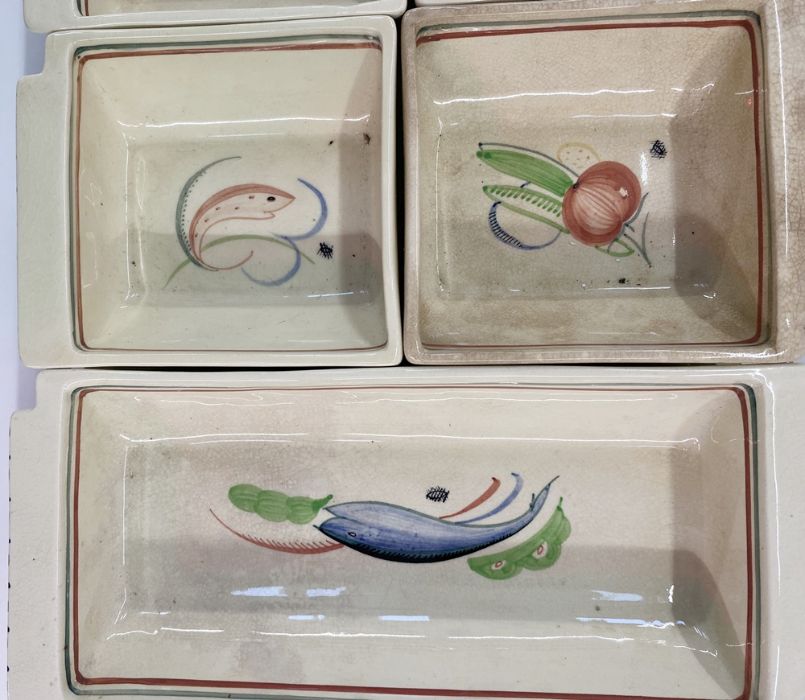 Susie Cooper hors d'oeuvres dishes, held within a metal and bakelite tray, comprising six dishes ( - Image 3 of 7