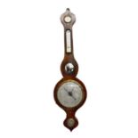 19th century rosewood wheel barometer by T. Davies, Llandovery, with pointed arch top, dry/damp dial