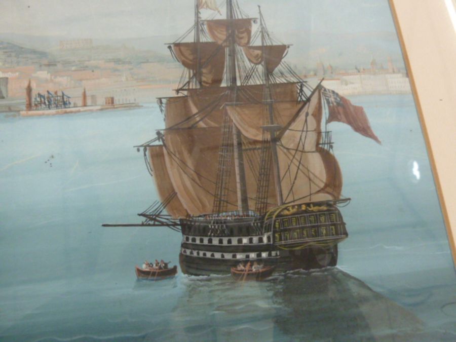 19th century Italian School Gouache Shipping scene of the Bay of Naples - with steam boat, fishing - Image 5 of 7