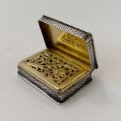Victorian silver vinaigrette, engraved decoration and initialled H.R, gilt interior, Birmingham date