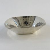 Early 21st century silver square-shaped dish, London 2002, maker JASSO, 11.5cm wide x 3.5cm high,