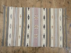 Eastern kilim with striped and lozenge decoration, in pink, beige and mushroom, 156cm x 103cm  All