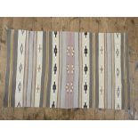 Eastern kilim with striped and lozenge decoration, in pink, beige and mushroom, 156cm x 103cm  All