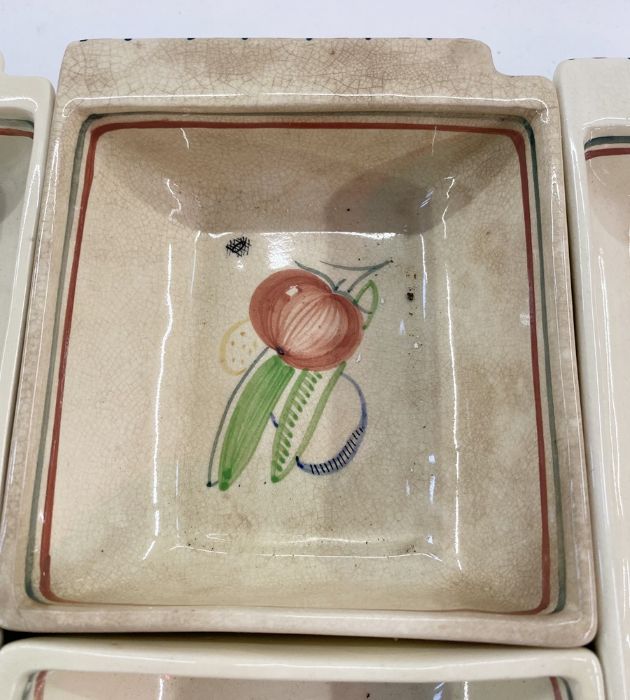 Susie Cooper hors d'oeuvres dishes, held within a metal and bakelite tray, comprising six dishes ( - Image 7 of 7