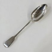 Victorian silver serving spoon, fiddle pattern, initialled S, Exeter 1853, maker Josiah Gregory,