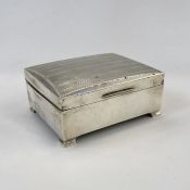 1950's silver mounted rectangular box, line engraved, Birmingham 1953 maker E.S. & Co., 11cm wide