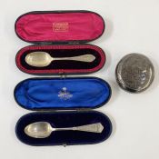 Early 20th century silver christening spoon dated December 27th 1900, in fitted case, another silver