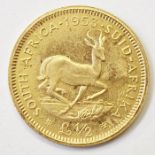 South African gold half-pound 1953, proof but impaired, only 4000 minted