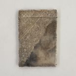 Edwardian silver card case with floral engraved detail, Birmingham 1906, maker's mark worn, 9.5cm