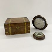 Mahogany and brass-bound writing slope (escutcheon loose and lid cracked, in poor condition) and two
