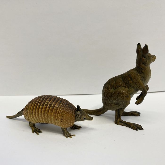 Austrian cold painted bronze models of an armadillo, 9cm long and a kangaroo, 7.3cm high (2) - Image 2 of 2